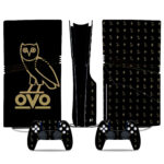 Exclusive OVO Owl PS5 Pro Skin Sticker – Sleek Black And Gold Console & Controller Wrap
