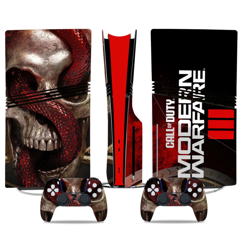 Call Of Duty: Modern Warfare III PS5 Pro Skin Sticker – Intense Red Skull Design For Console And Controller