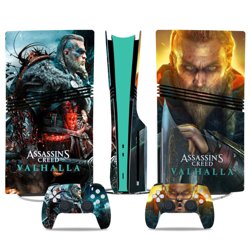 Assassin’s Creed Valhalla PS5 Pro Skin Sticker – Ultimate Viking-Inspired Console And Controller Design