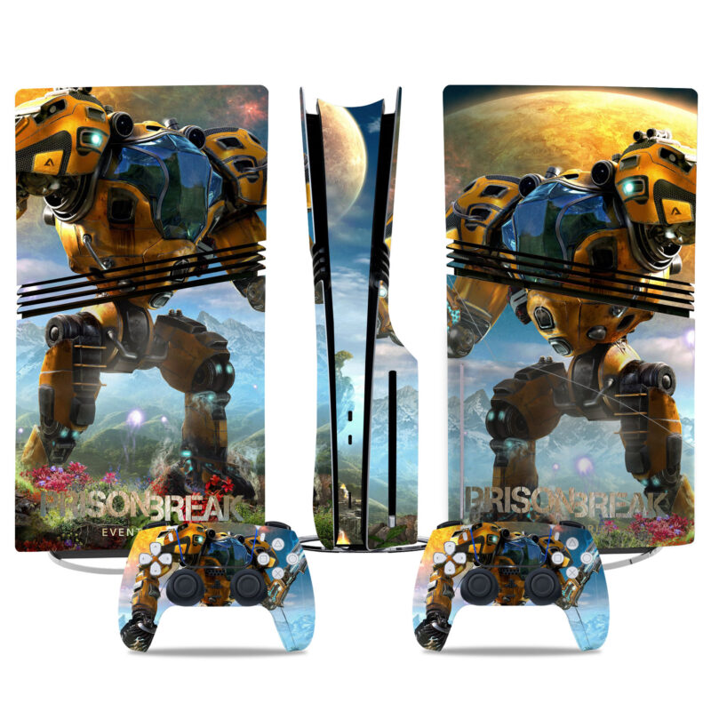 Prison Break Mech PS5 Pro Skin Sticker - Futuristic Console And Controller Wrap For Gamers