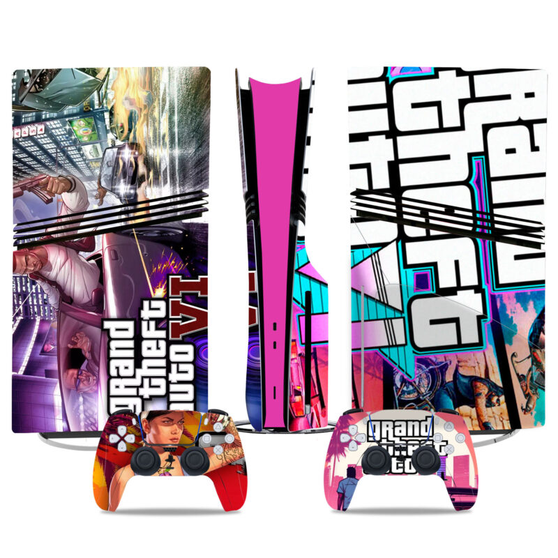 Grand Theft Auto VI PS5 Pro Skin Sticker - Custom Console & Controller Wrap Decal Set