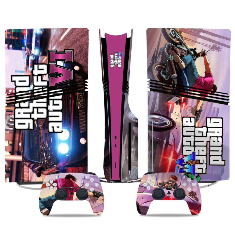 Grand Theft Auto VI PS5 Pro Skin Sticker - Stylish Console And Controller Custom Wrap Decals