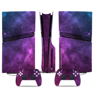 Galaxy Purple PS5 Pro Skin Sticker - Cosmic Console Wrap With Matching Starry Controller Decals