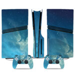 Blue Galaxy PS5 Pro Skin Sticker - Cosmic Starry Console Wrap With Matching Controller Decal