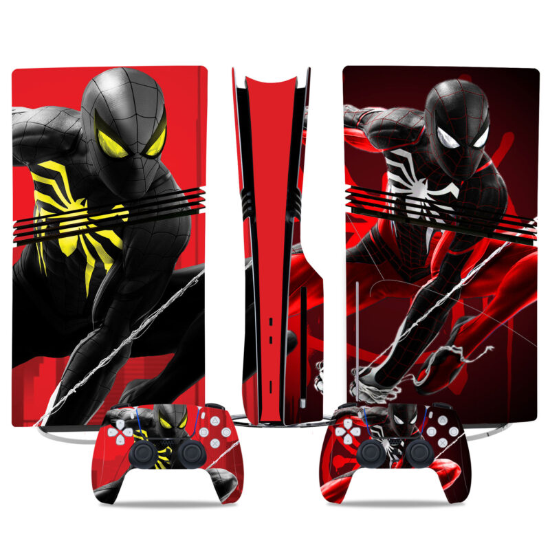 Black Suit Spider-Man PS5 Pro Skin Sticker – Sleek Custom Console & Controller Design