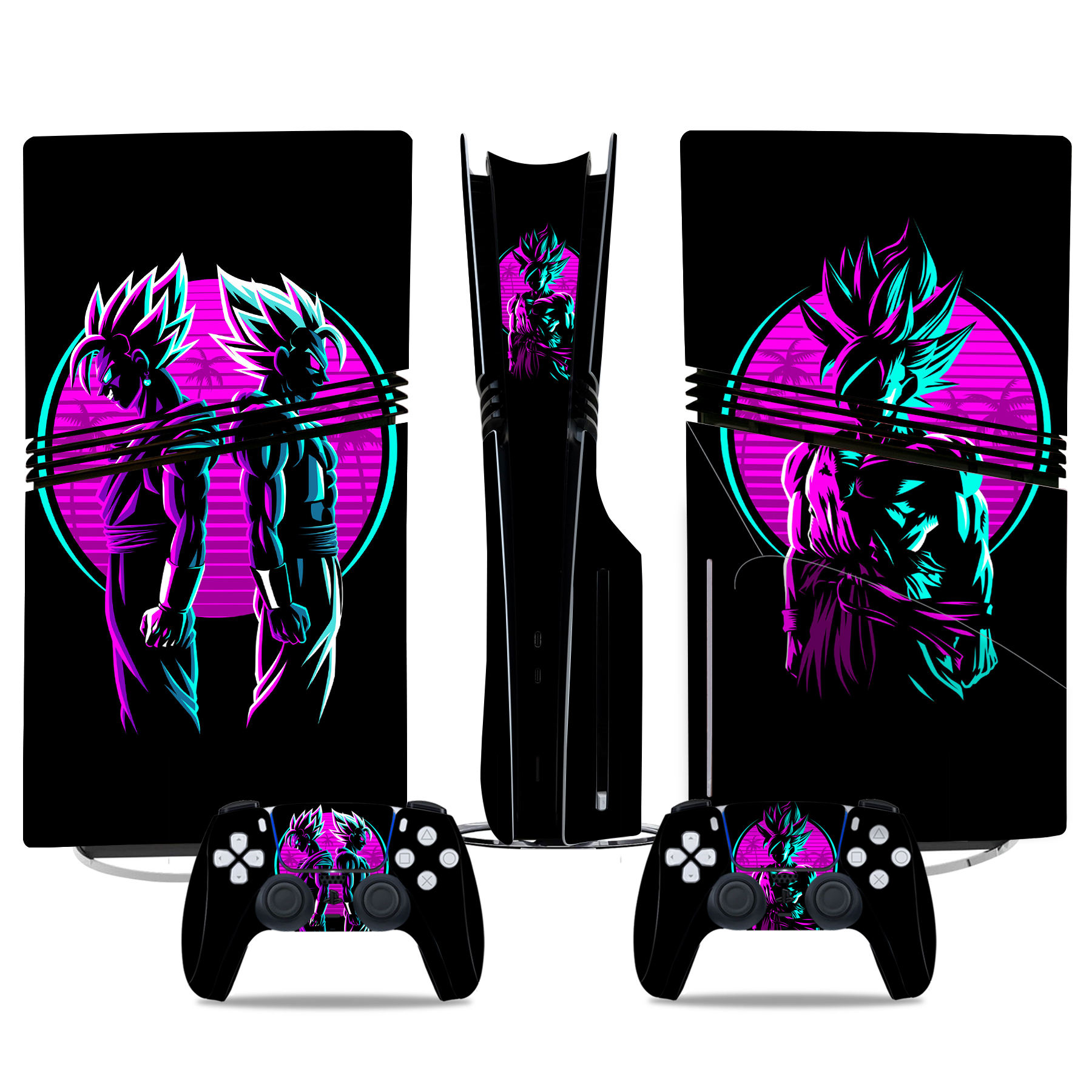 Dragon Ball Goku Retro Neon PS5 Pro Skin Sticker – Epic Design For Console & Controller