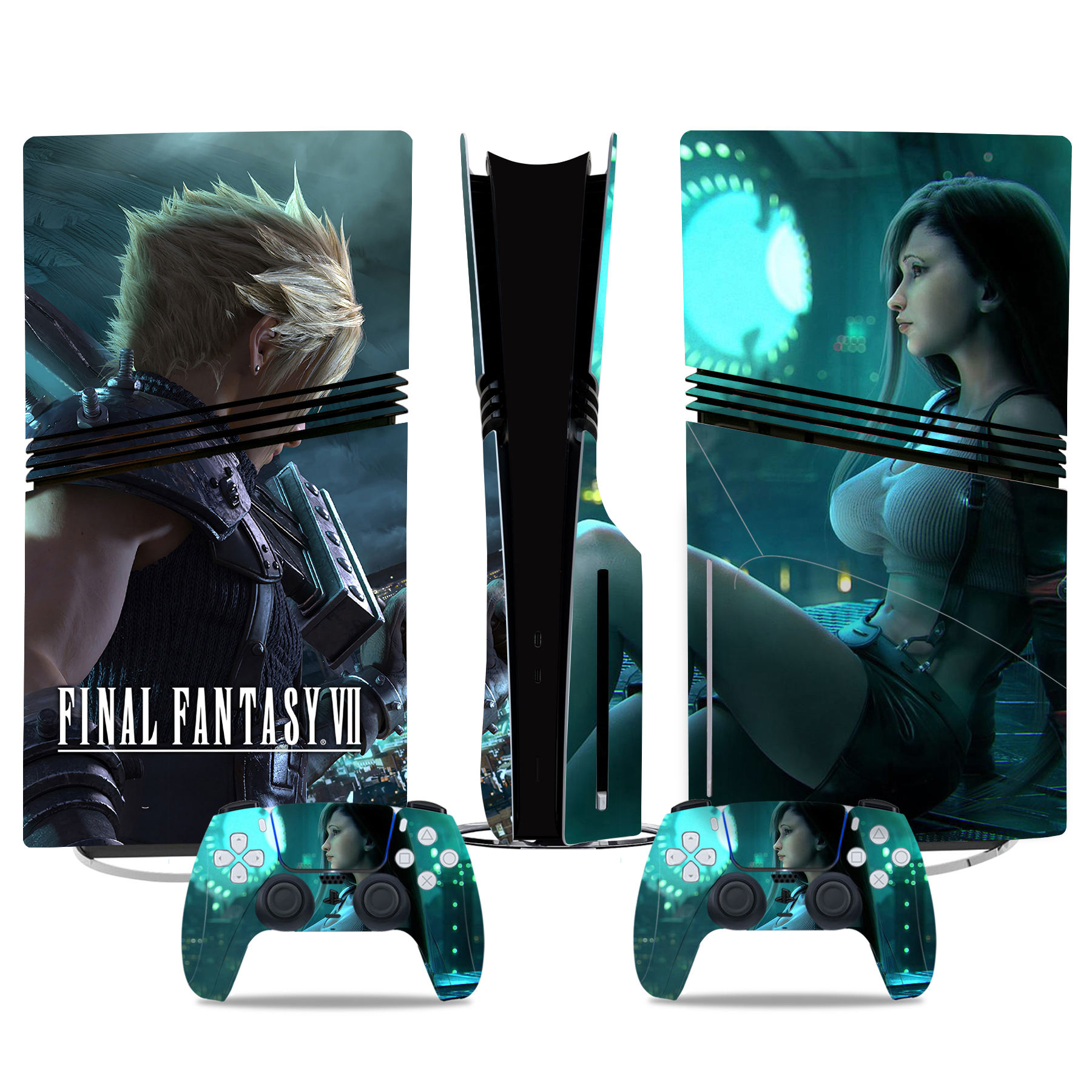 Final Fantasy VII PS5 Pro Skin Sticker – Iconic Cloud & Tifa Design For Console & Controller
