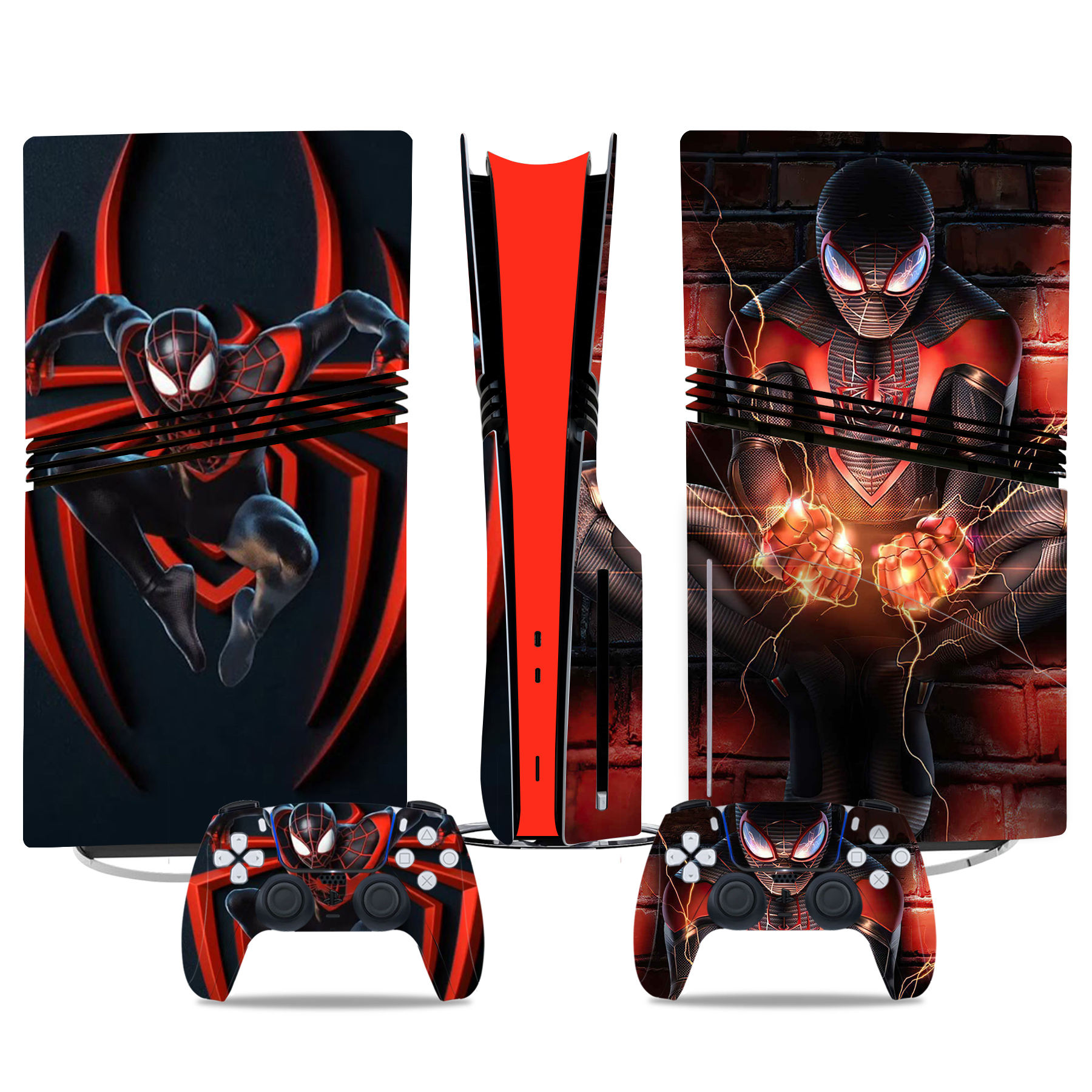 Spider-Man PS5 Pro Skin Sticker – Epic Red And Black Design For Console And Controller
