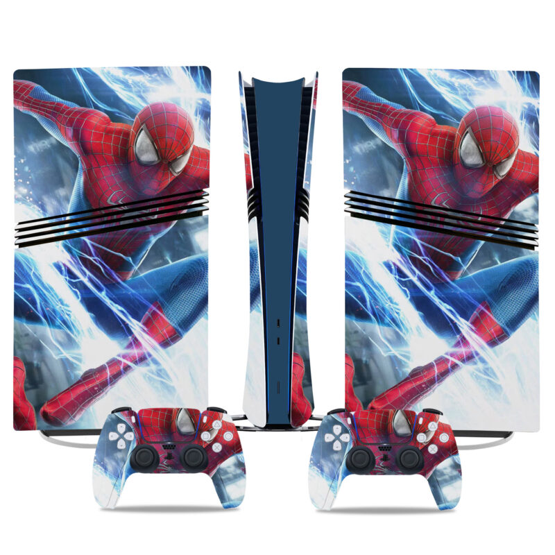 Custom Spider-Man PS5 Pro Skin Sticker For Console And Controllers – Premium Vinyl Decal