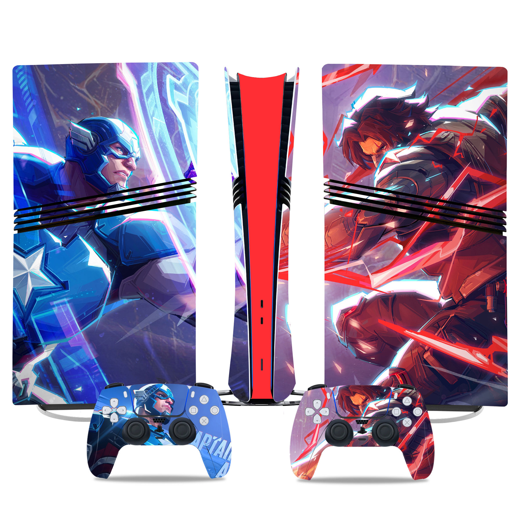 Captain America Vs Winter Soldier PS5 Pro Skin Sticker – Console And Controller Design - Image 3