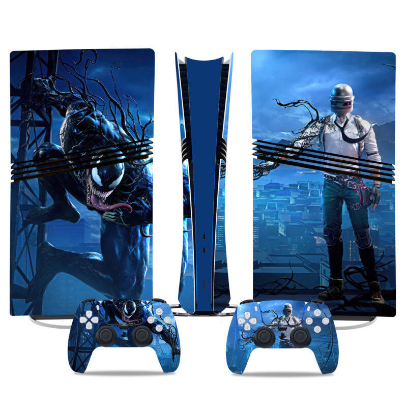 Venom And PUBG Crossover PS5 Pro Skin Sticker – Epic Gaming Console And Controller Wrap - Image 3