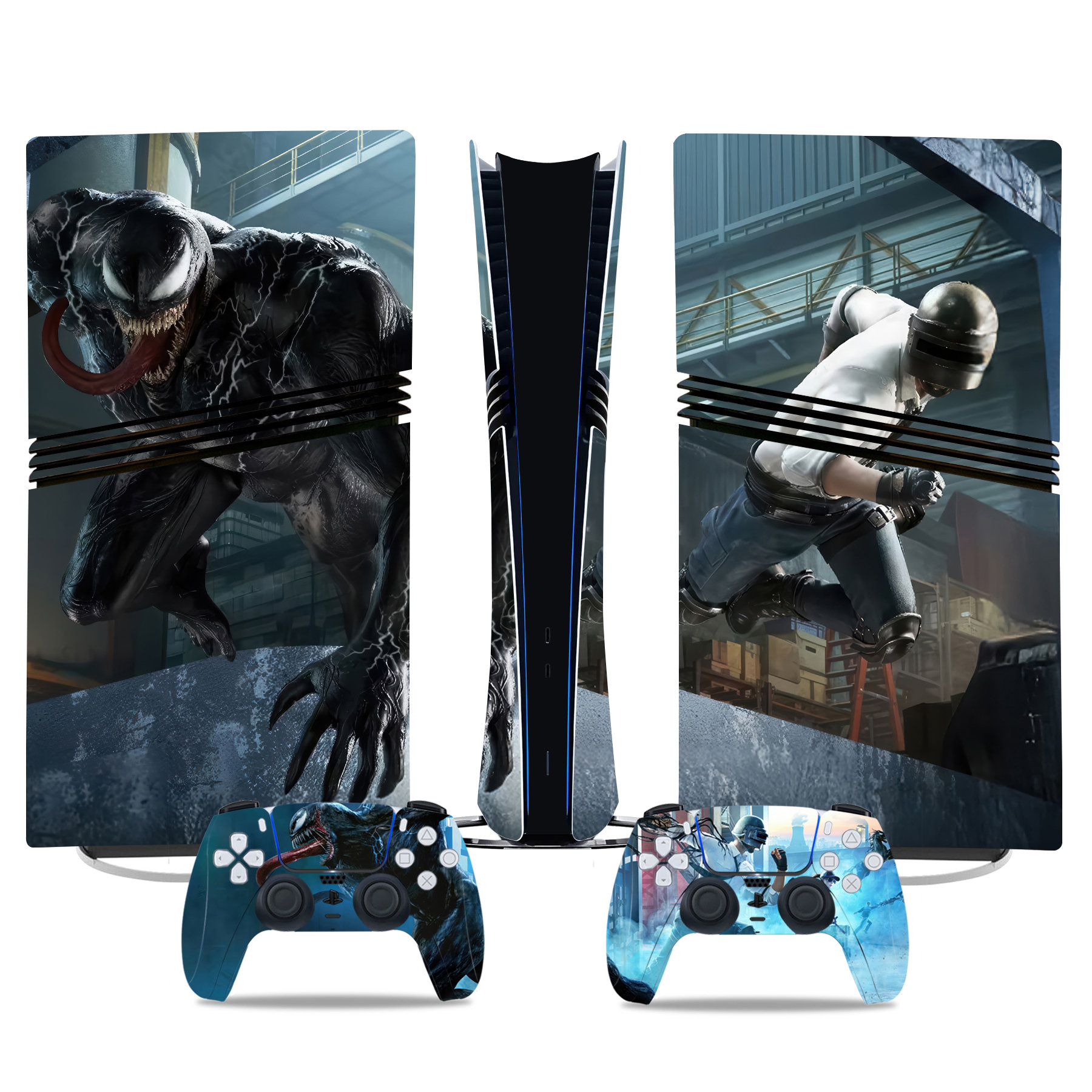 Epic Venom And PUBG PS5 Pro Skin Sticker – Ultimate Gaming Console And Controller Design - Image 3