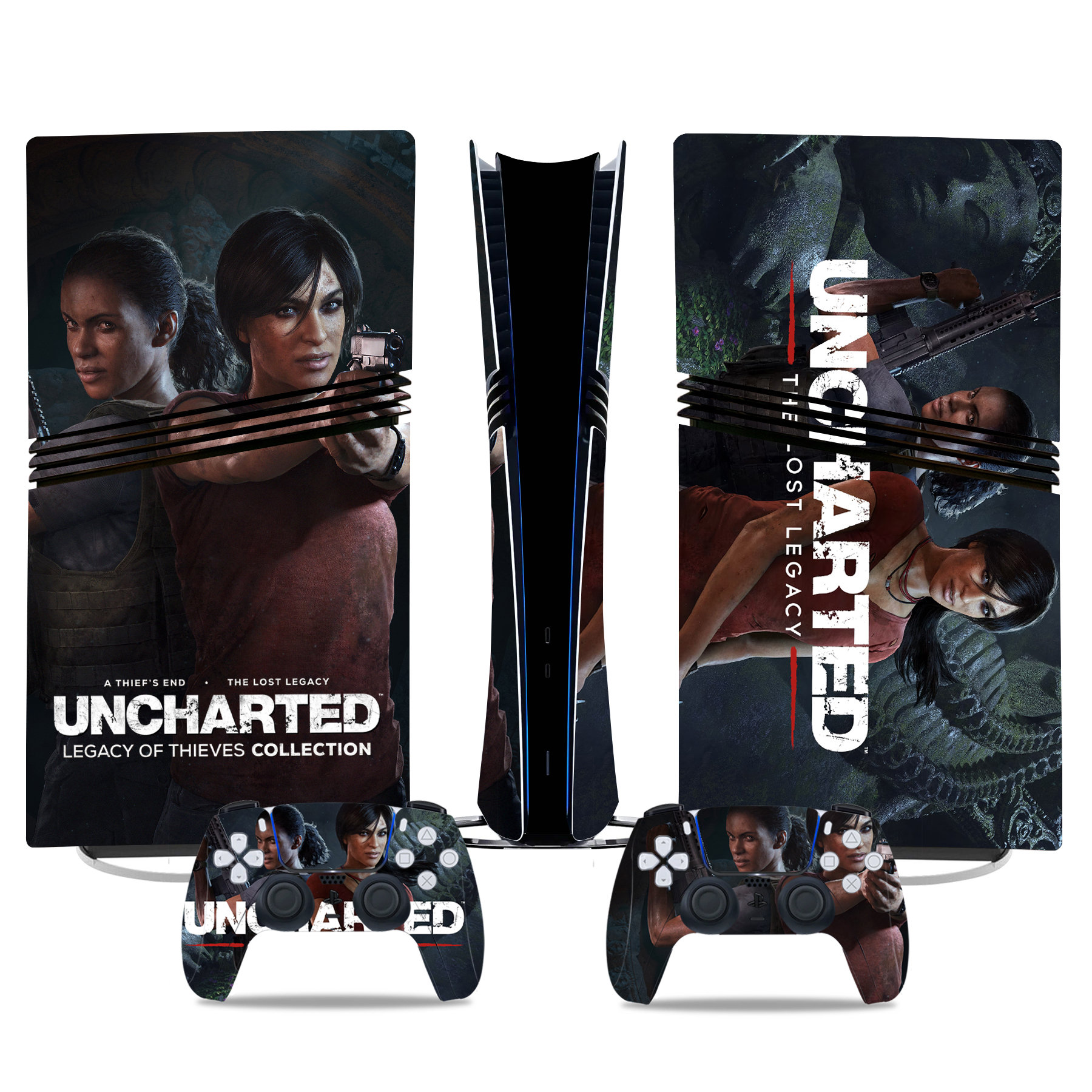 Uncharted Legacy PS5 Pro Skin Sticker Set With Matching Controller Decals – Premium Gaming Design - Image 2