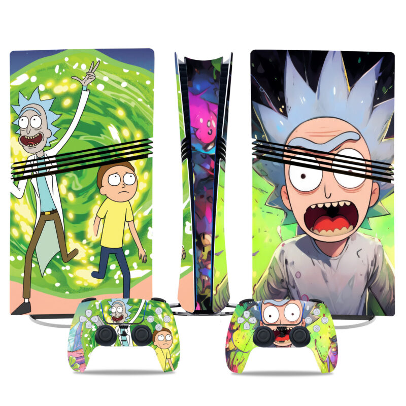 Rick And Morty PS5 Pro Skin Sticker – Vibrant Console And Controller Wraps For Fans