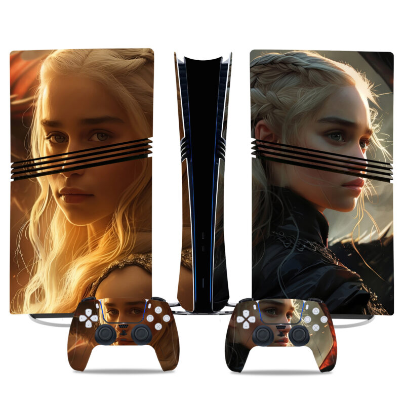 Game Of Thrones Daenerys Targaryen PS5 Pro Skin Sticker - Stunning Console And Controller Design