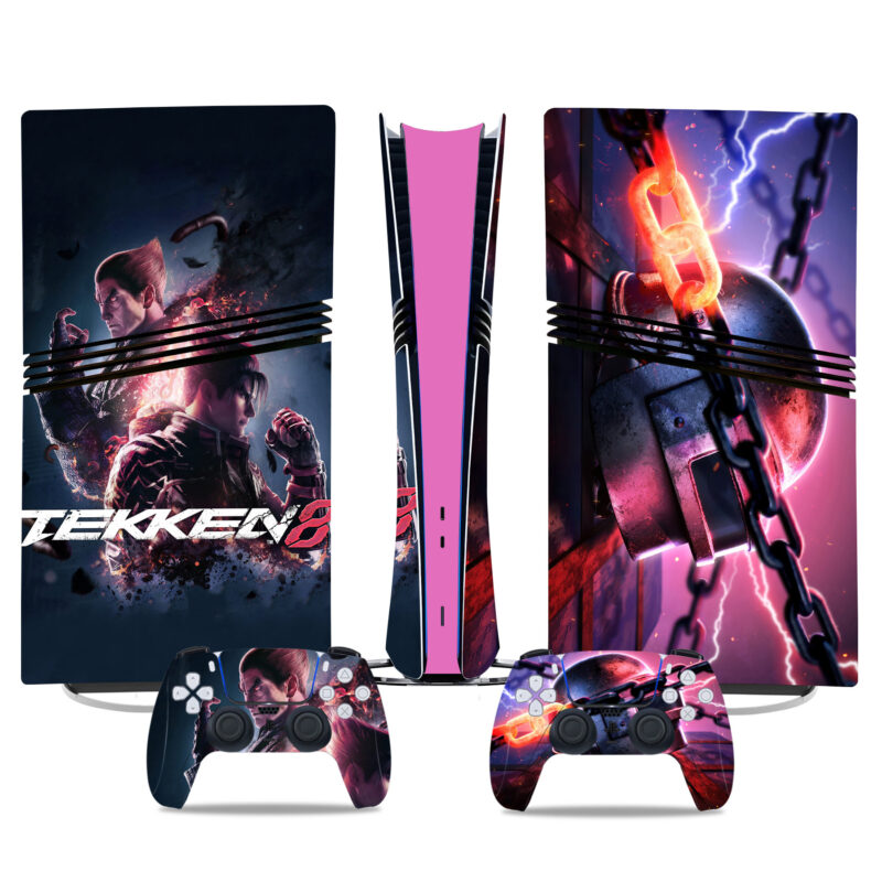 Tekken 8 PS5 Pro Skin Sticker – Stunning Kazuya & Jin Battle Design For Console And Controller