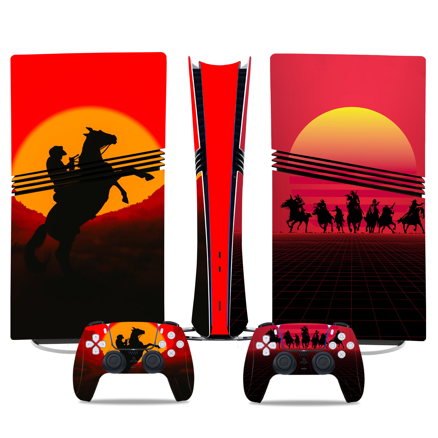 Red Dead Redemption PS5 Pro Skin Stickers: Stunning Console And Controller Custom Design - Image 3