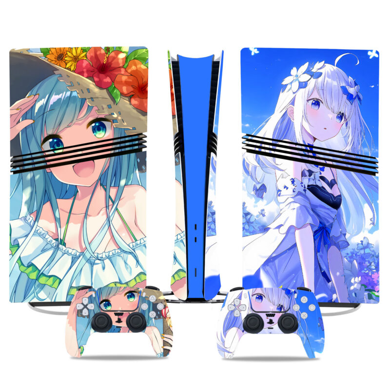 Enchanting Anime Girls PS5 Pro Skin Sticker – Vibrant Console And Controller Wraps