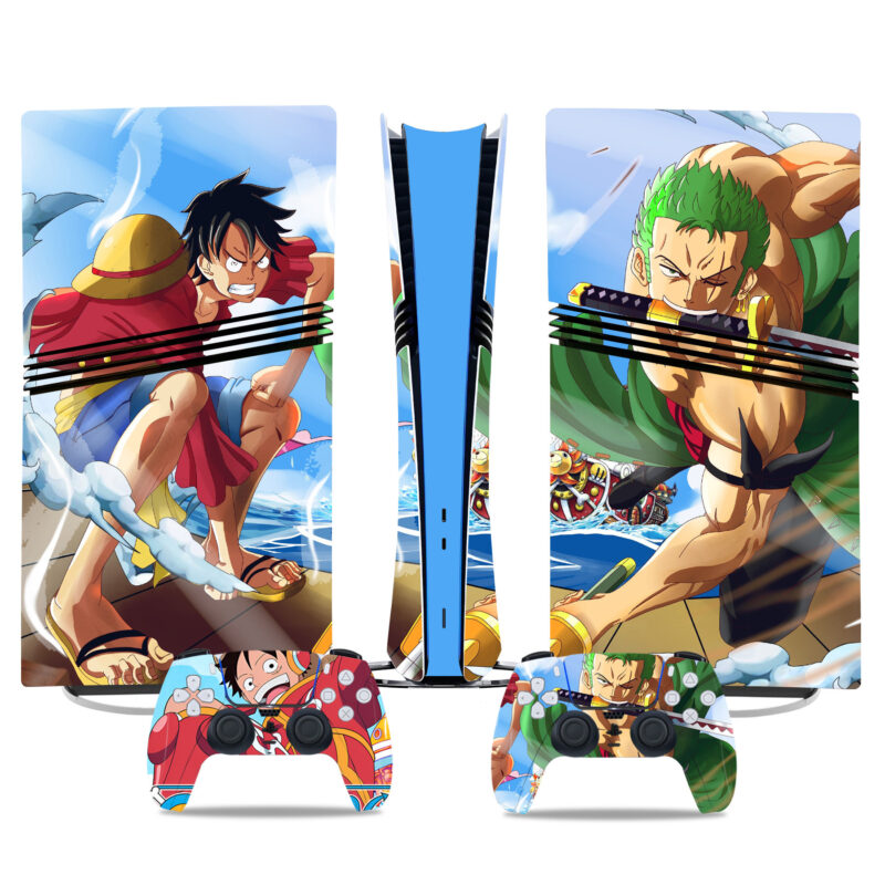 Epic One Piece PS5 Pro Skin Sticker – Luffy & Zoro Anime Design For Console And Controllers