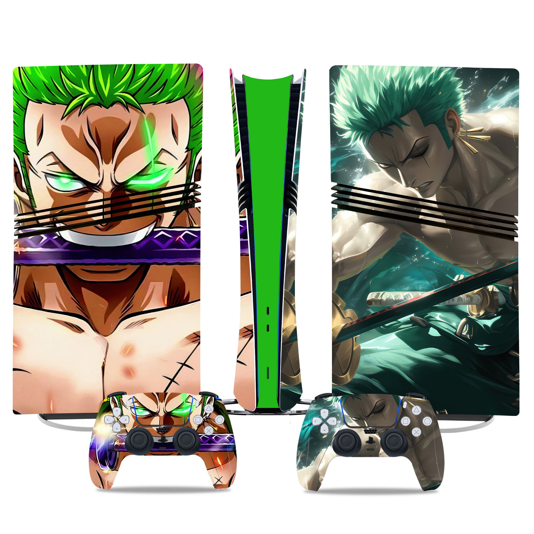 Roronoa Zoro PS5 Pro Skin Sticker Set – Iconic Anime Design For Console And Controllers - Image 2