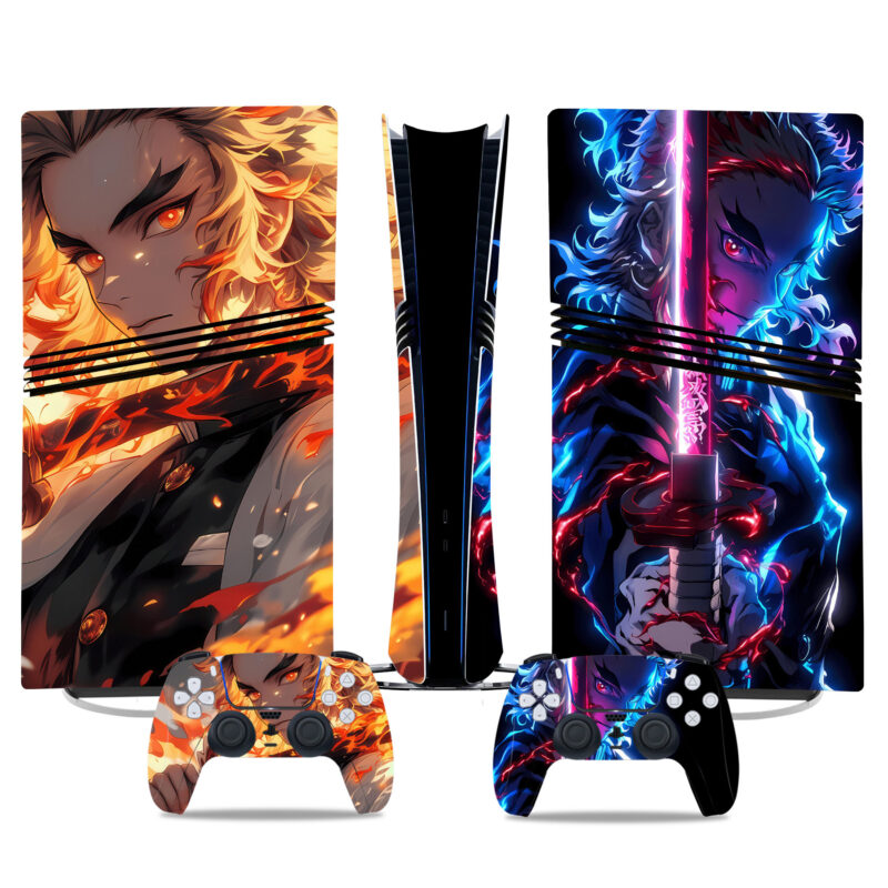 Kyōjurō Rengoku PS5 Pro Skin Stickers – Anime Vinyl Wrap For Console And Controllers