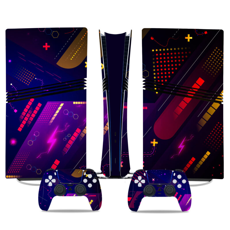 Vibrant Neon PS5 Pro Skin Sticker Decal - Stylish Console & Controller Protection