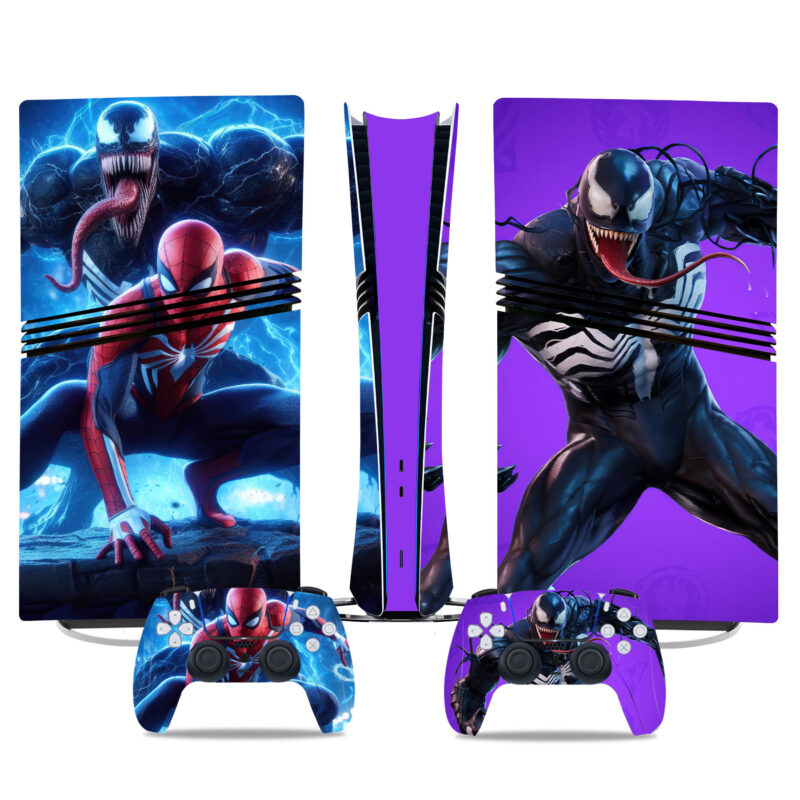 Spider-Man Vs Venom PS5 Pro Skin Sticker - Stunning Console And Controller Decal Design