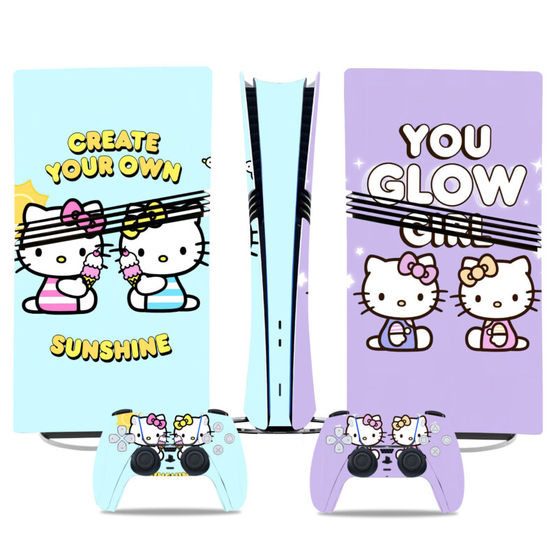 Hello Kitty PS5 Skin Sticker Set – Cute Pastel Console And Controller Protective Decals