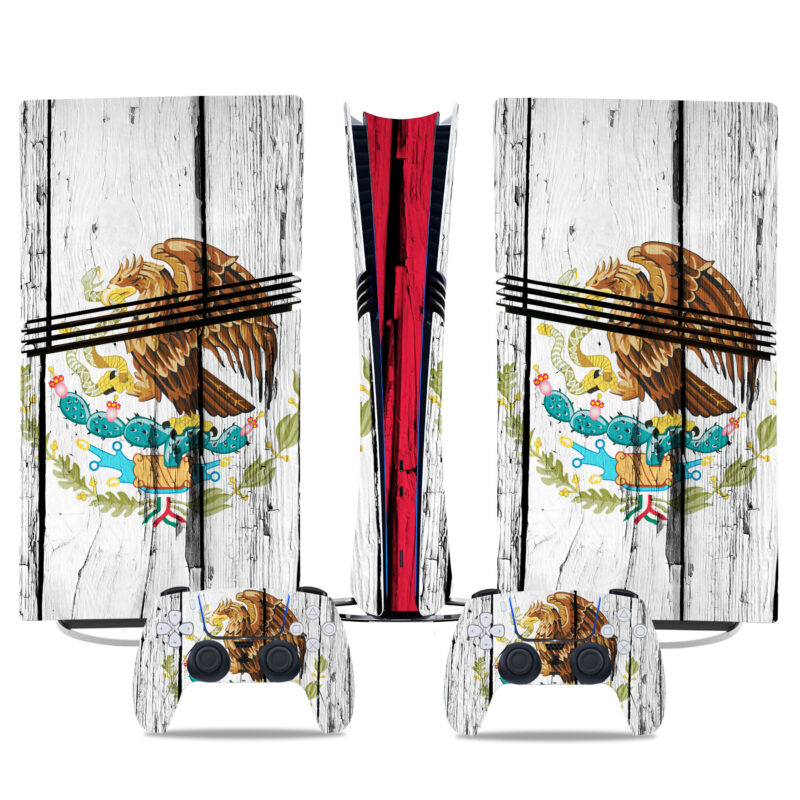 Mexican Eagle Emblem PS5 Pro Skin Sticker – Stylish Console And Controller Protective Wrap Design