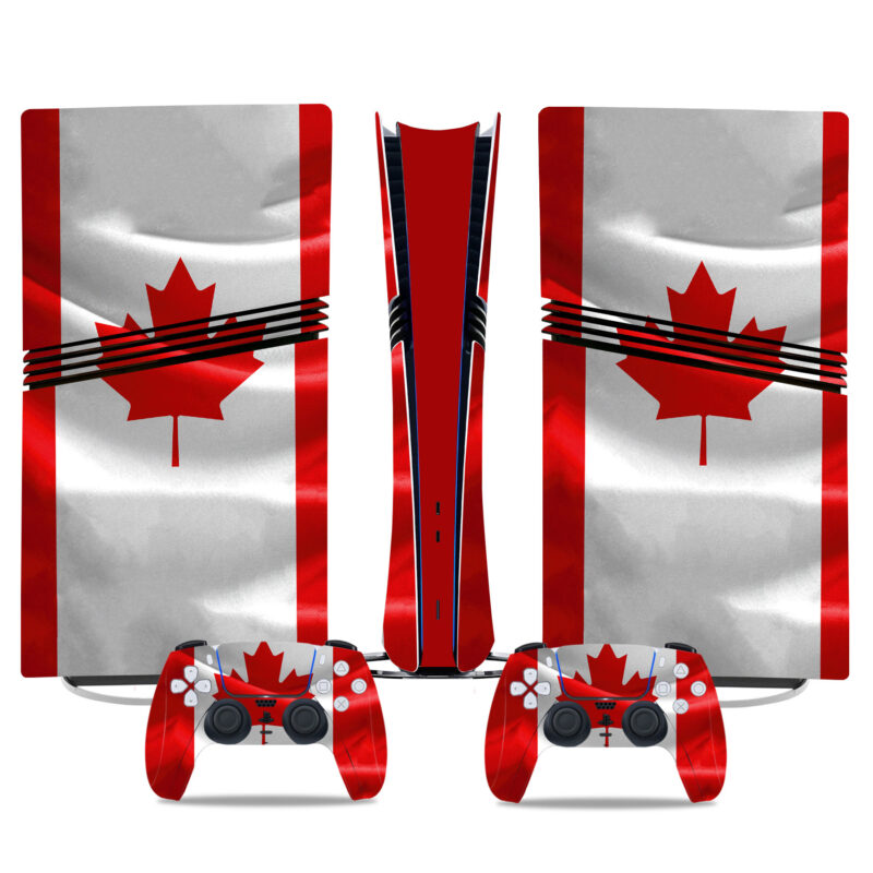 Canadian Flag PS5 Pro Skin Sticker – Durable Console And Controller Wrap With Maple Leaf Design