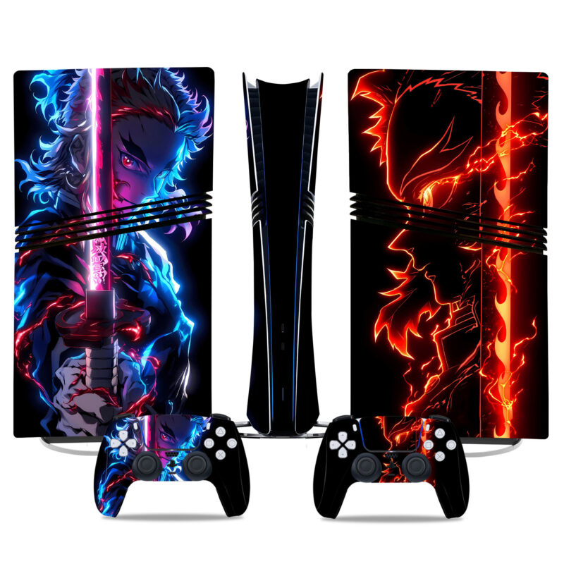 Kyōjurō Rengoku PS5 Pro Skin Stickers – Stunning Anime Design With Controller Wraps