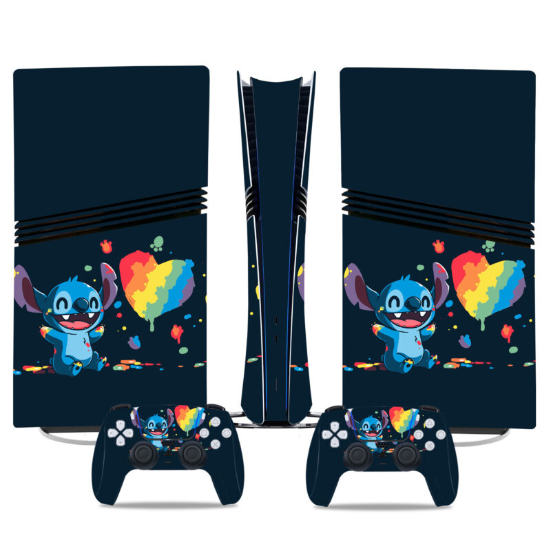 Colorful Stitch PS5 Pro Skin Sticker - Vibrant Console And Controller Wrap For Gamers