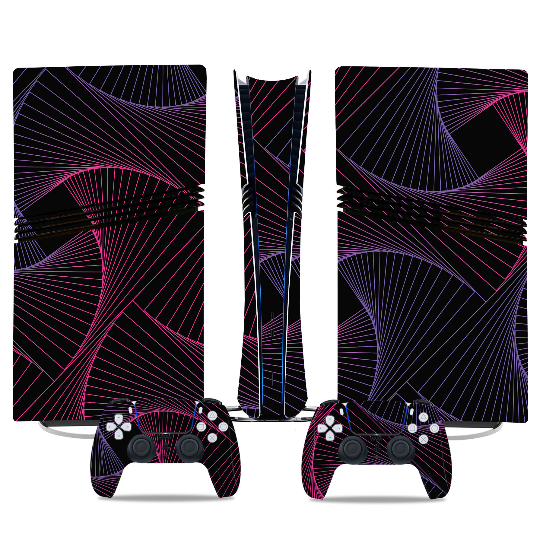 Modern Geometric Neon PS5 Pro Skin Sticker – Sleek Design For Console And Controller - Image 3