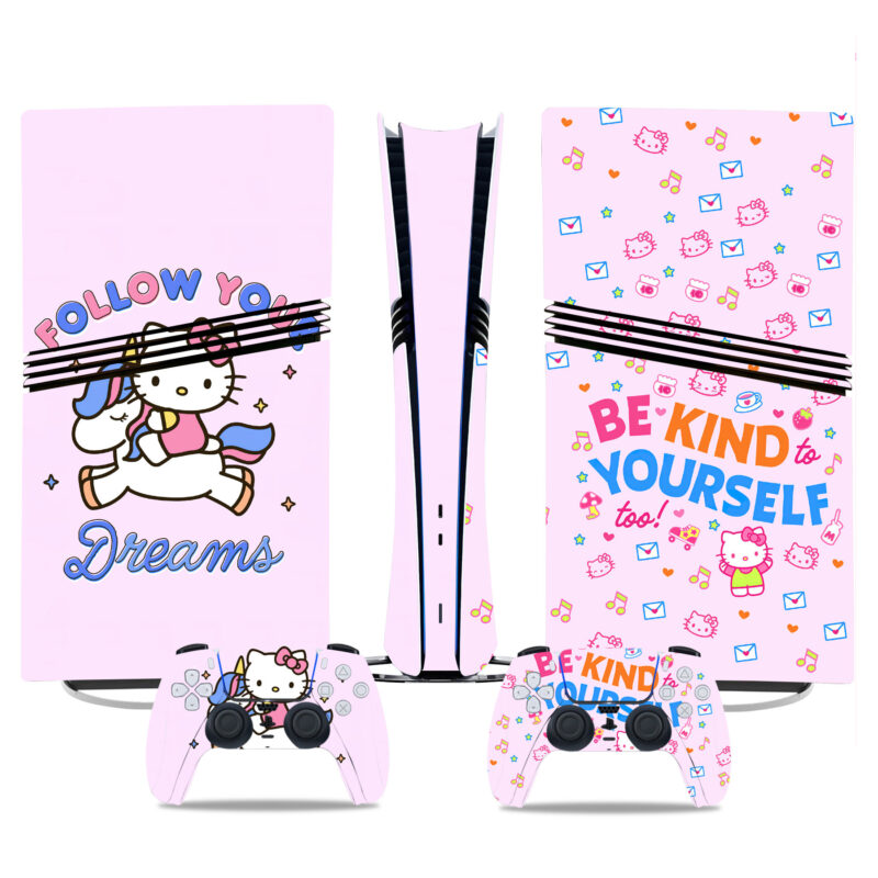 Hello Kitty PS5 Pro Skin Sticker For Console And Controller - Follow Your Dreams & Be Kind Design