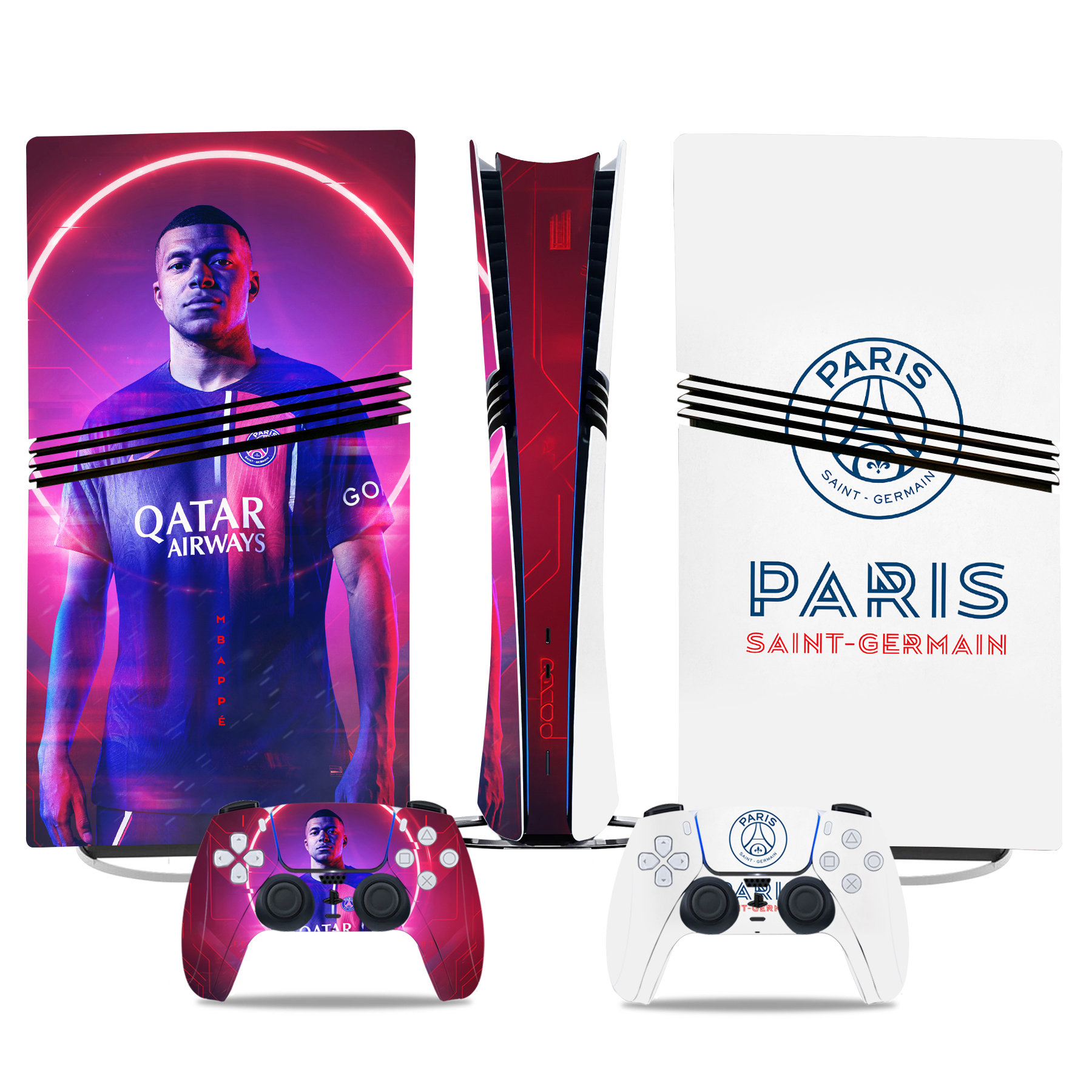Stylish Paris Saint-Germain Kylian Mbappé PS5 Pro Skin Sticker – Stunning Console And Controller Wrap - Image 3