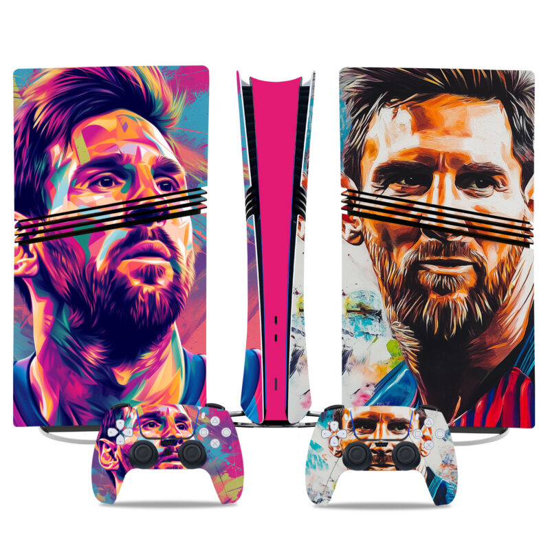 Colorful Lionel Messi Abstract PS5 Pro Skin Sticker For Console And Controller - Image 3