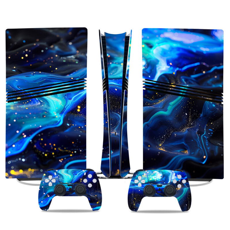 Vivid Galaxy Blue PS5 Pro Skin Sticker – Stunning Console And Controller Wrap - Image 3