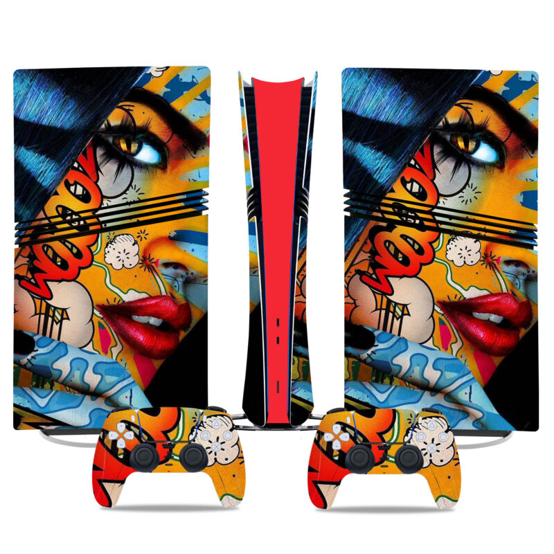 Vibrant PS5 Pro Skin Sticker With Comic-Style Design For Ultimate Gaming Experience - Image 3