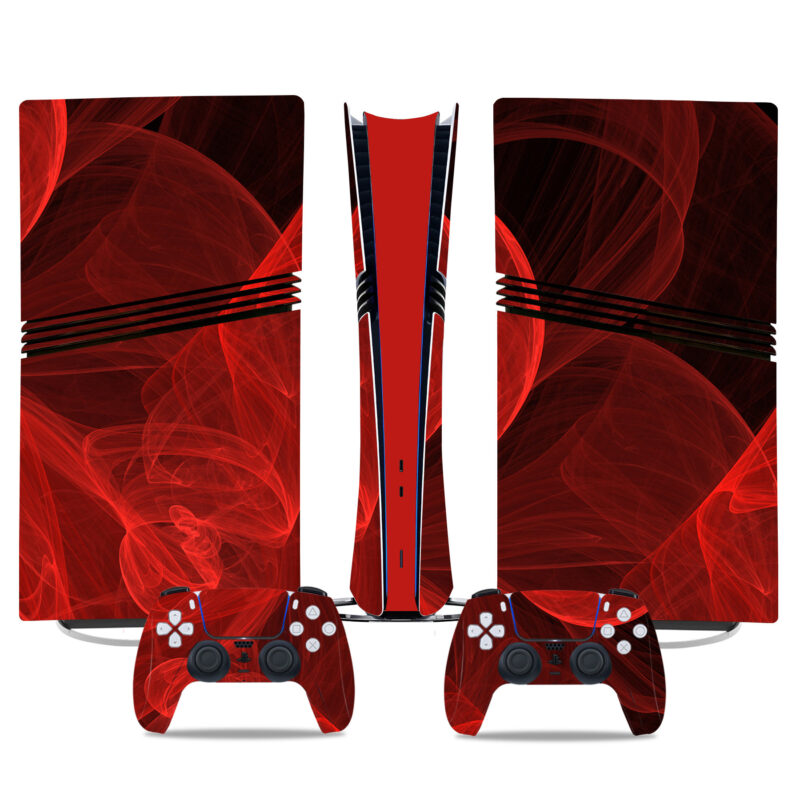 Vibrant Red And Black PS5 Pro Skin Sticker For Console And Controllers