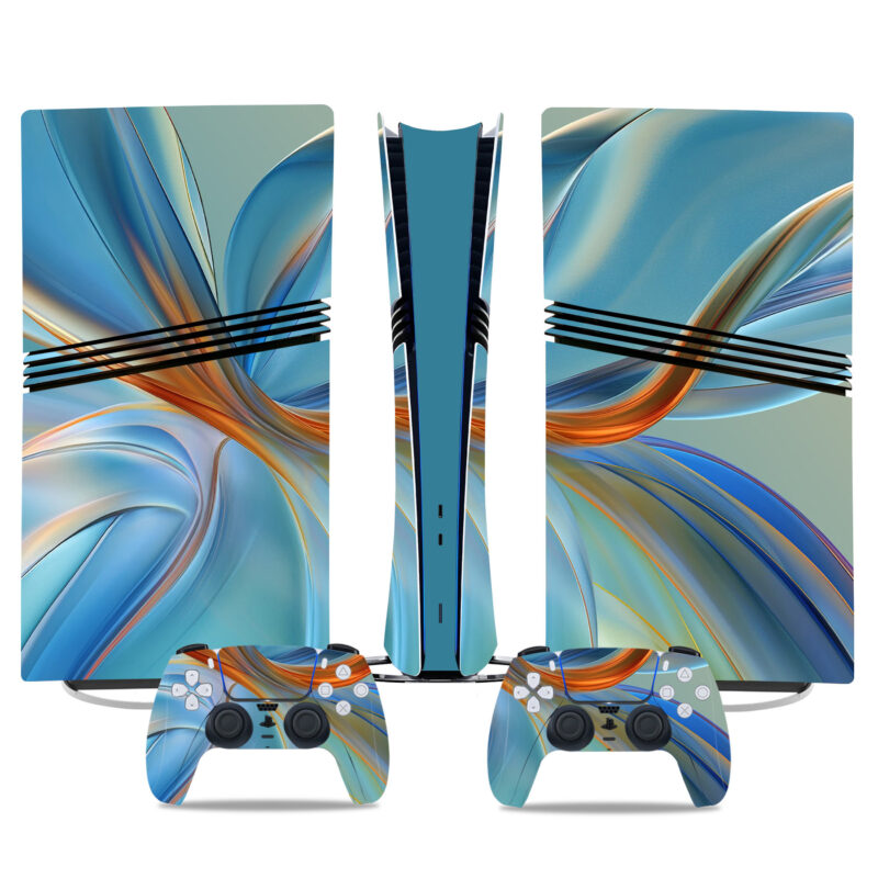 Stylish Blue And Orange Abstract PS5 Pro Skin Sticker For Console And Controllers