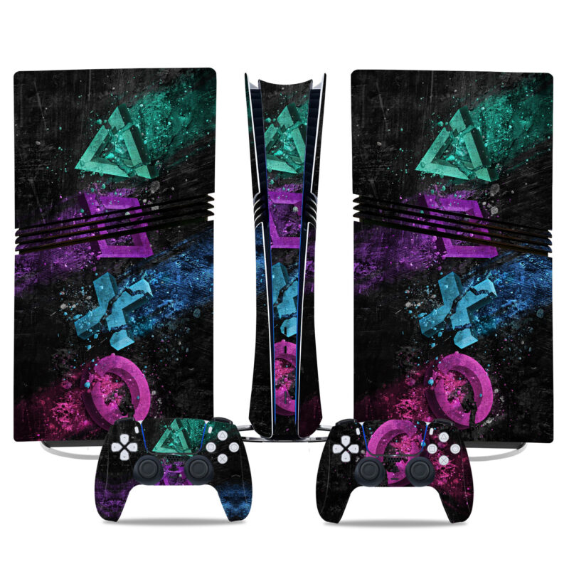 Multicolor Abstract Geometric PS5 Pro Skin Sticker Decal For Console And Controllers