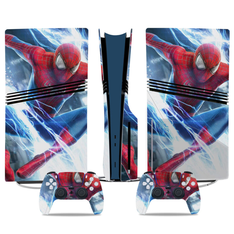 Custom Spider-Man PS5 Pro Skin Sticker For Console And Controllers – Premium Vinyl Decal