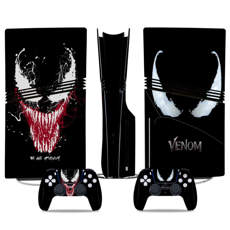 Venom-Themed PS5 Pro Skin Sticker For Console And Controllers – Premium Vinyl Decal Design