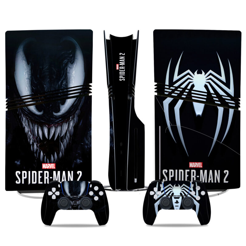 Spider-Man 2 Venom PS5 Pro Skin Sticker - Sleek Console And Controller Design