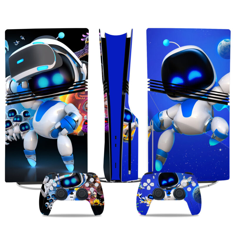 Astro Bot PS5 Pro Skin Sticker With A Futuristic Space-Themed Design For Console And Controller