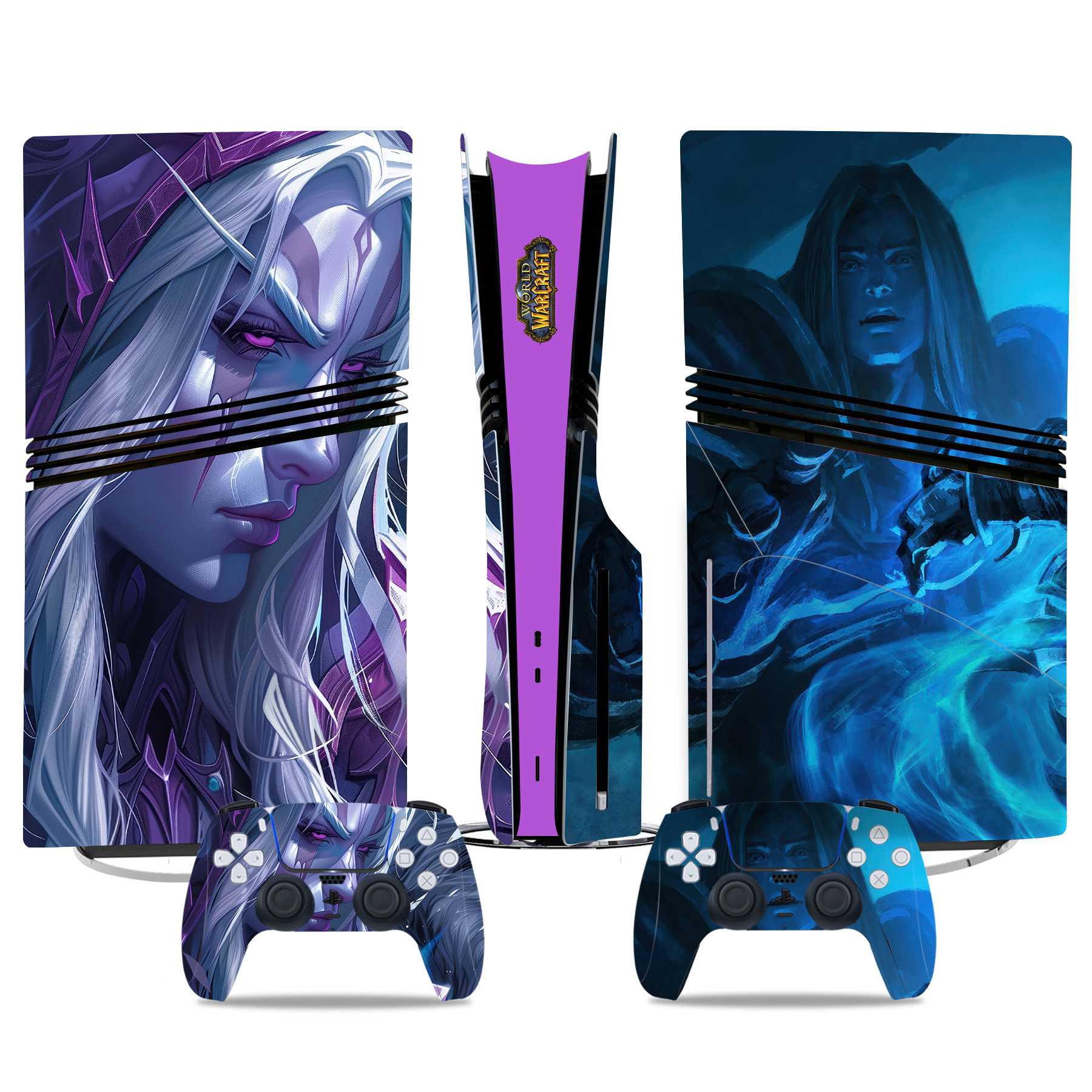 Epic World Of Warcraft PS5 Pro Skin Sticker – Sylvanas & Arthas Design For Console And Controller