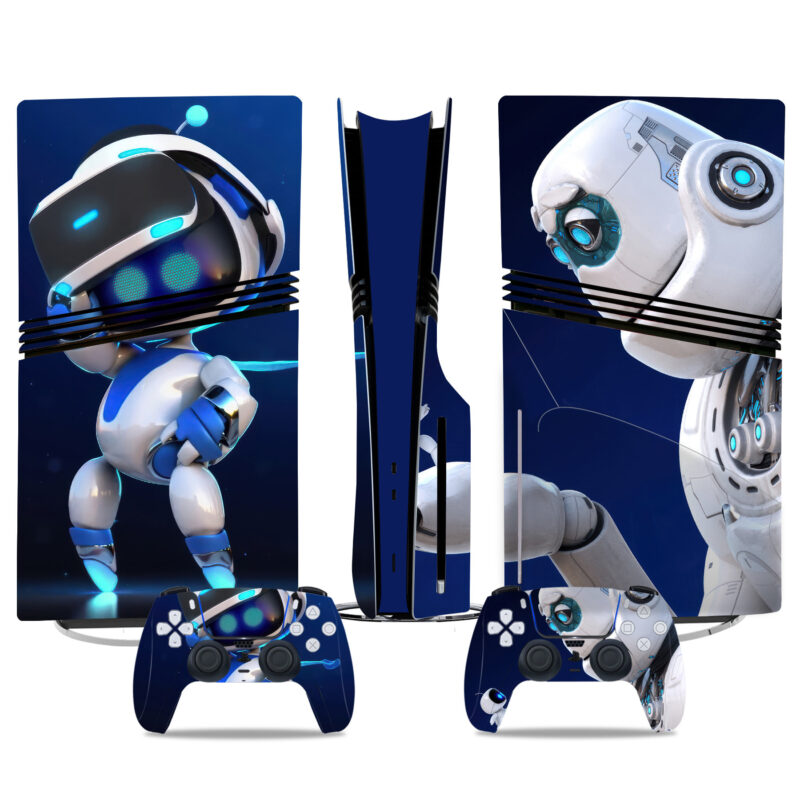 Custom PS5 Pro Skin Sticker With Futuristic Robot Design For Console And Controllers