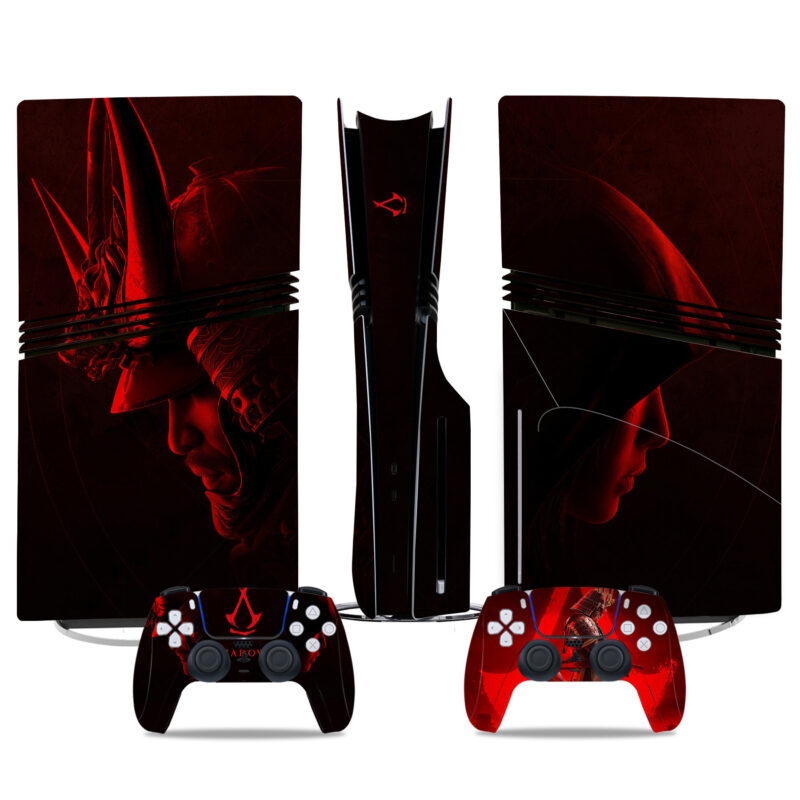 Assassin's Creed Samurai PS5 Pro Skin Sticker - Red Epic Design With Controller Decals