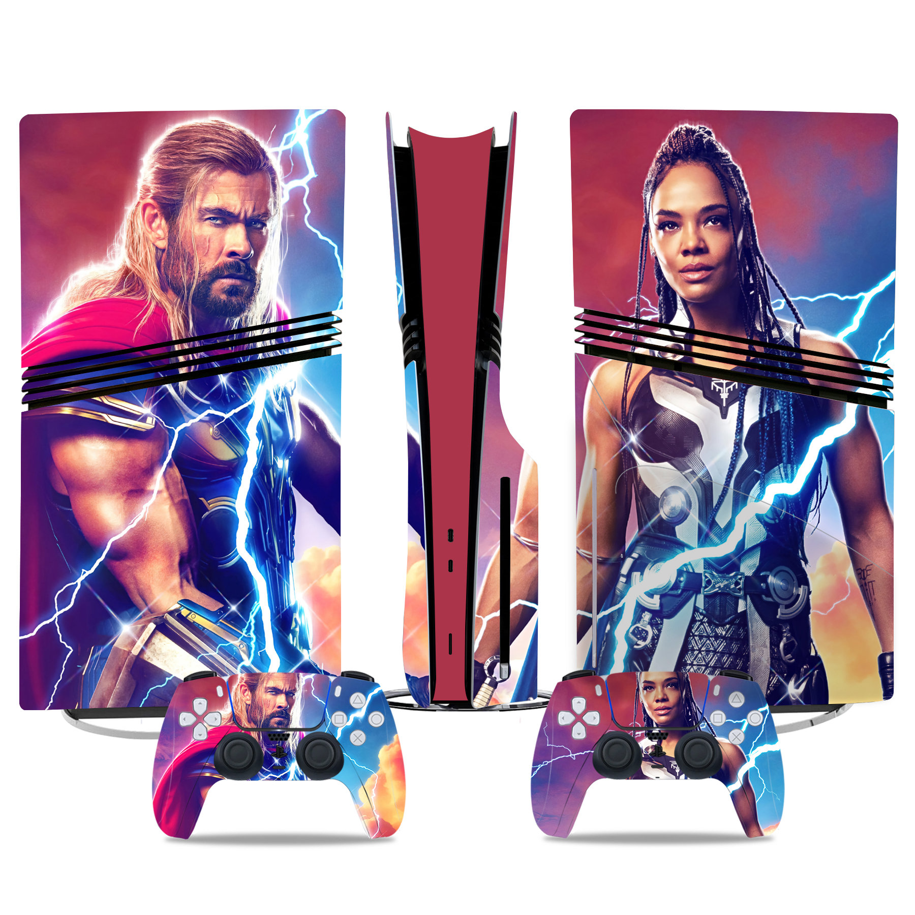 Epic Thor & Valkyrie PS5 Pro Skin Sticker – High-Quality Console & Controller Wrap