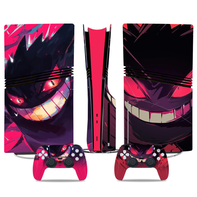 Pokemon Gengar PS5 Pro Skin Sticker - Futuristic Design For Console And Controller Wrap